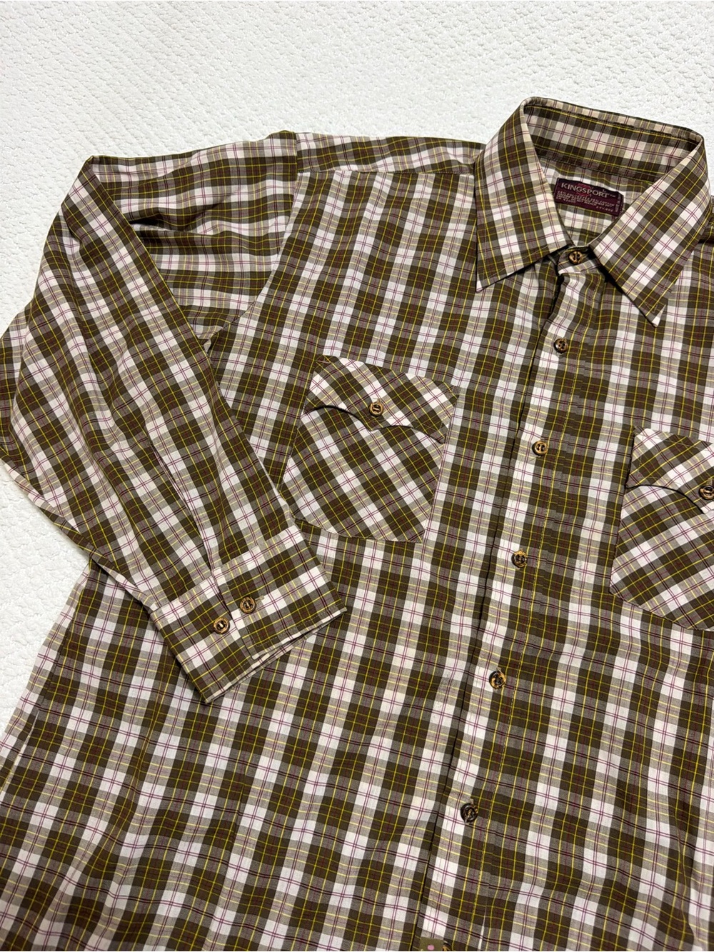 Kingsport VTG Rockabilly Western Shirt Brown Cotton Blend Long Sleeve Sz L